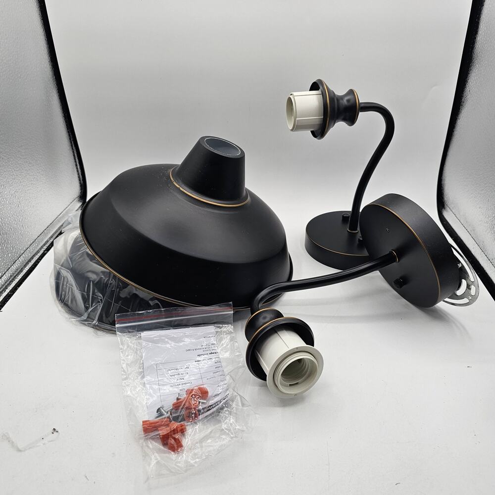 Gooseneck Wall Sconce 2 Pack Flat Black Gold Rim Farmhouse Barn Light Fixture